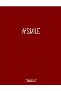 Notebook for Cornell Notes, 120 Numbered Pages, #SMILE, Burgundy Cover