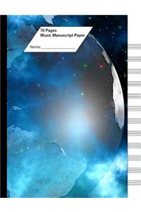 Music Manuscript Paper (Staff Paper) 70 Pages, 12 Staves. Earth Cover