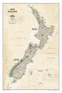 National Geographic New Zealand Wall Map - Executive - Laminated (23.5 X 30.25 In)