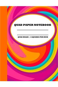 Quad Paper Notebook. Quad Ruled-4 Squares Per Inch