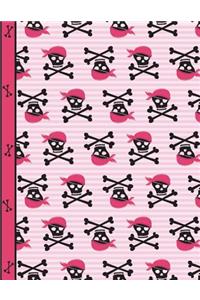 Pirate Girl Skulls and Bones Notebook 5x5 Quad Ruled Paper
