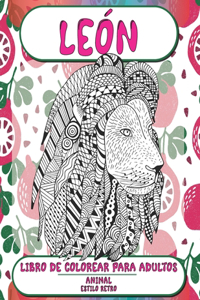 Libro de colorear para adultos - Estilo retro - Animal - León