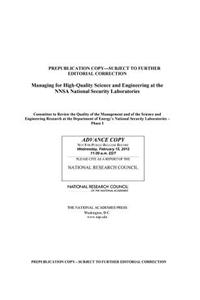 Managing for High-Quality Science and Engineering at the NNSA National Security Laboratories