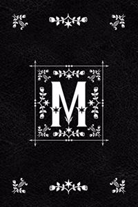 Scandinavian Design Floral Monogram Daily Journal Notebook - Letter M