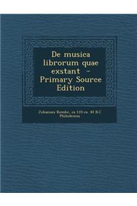 de Musica Librorum Quae Exstant - Primary Source Edition