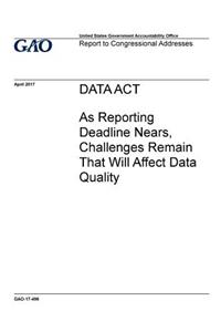 DATA Act, as reporting deadline nears, challenges remain that will affect data quality