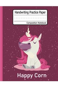 Handwriting Practice Paper-Unicorn