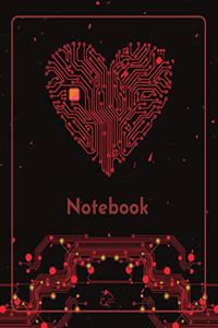 College Notebook: Student notebook Journal Diary Heart circuit cover notepad by Raz McOvoo