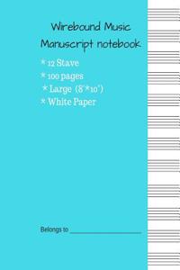 Wirebound Music Manuscript notebook