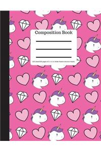 Composition Book 100 Sheet/200 Pages 8.5 X 11 In.-Wide Ruled-Unicorn Hearts