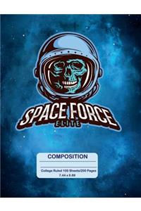 Composition Notebook Space Force: Astronaut Skull Universe Design College Ruled 7.44 X 9.69 200 Pages-100 Sheets