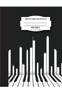 Composition notebook wide ruled 8.5 x 11 inch 200 page, Classic piano