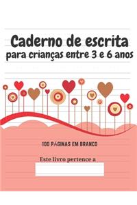 Caderno de escrita para crianças entre 3 e 6 anos