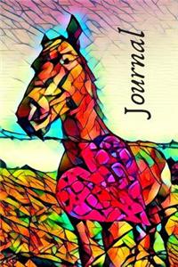 Colorful Romance Heart & Horse Pretty Blank Lined Journal for daily thoughts Notebook