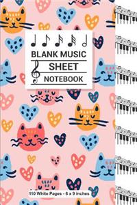 Blank Music Sheet Notebook 110 White Pages 6x9 inches