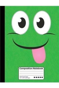 Funny Green Emoticon Stick Out Your Tongue Composition Notebook