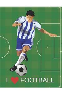 I Love Football - College Ruled Blank Notebook for Football Lovers
