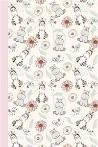 Journal: Baby Hippo and Baby Zebra 6x9 - Lined Journal - Writing Journal with Blank Lined Pages