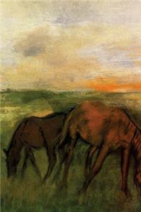 ''Two Horses in a Pasture'' by Edgar Degas