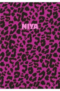 Niya: Personalized Pink Leopard Print Notebook (Animal Skin Pattern). College Ruled (Lined) Journal for Notes, Diary, Journaling. Wild Cat Theme Design wi