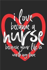 I love became a nurse because your life is worth my time