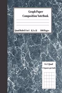Graph Composition Notebook 4 Squares per inch 4x4 Quad Ruled 4 to 1 / 8.5 x 11 inch 100 Sheets