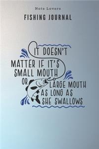 It doesn't matter if it's small mouth or large mouth as long as she swallows - Fishing Journal