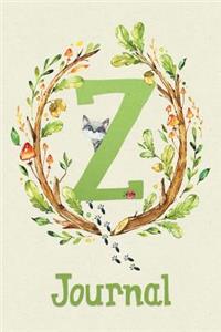 Cute Woodland Critter Journal with Initial: Cute Woodland Raccoon Journal Initial 'z'