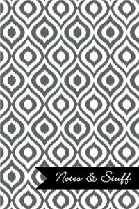 Lined Notebook With Slate Grey Ikat Pattern Cover