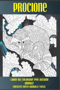 Libro da colorare per anziani - Fantastici motivi Mandala e relax - Animale - Procione