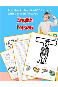 English Persian Practice Alphabet ABCD letters with Cartoon Pictures