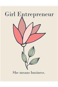 Girl Entrepreneur She Means Business. Brainstorming Creative Ideas Journal