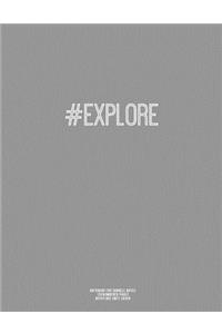 Notebook for Cornell Notes, 120 Numbered Pages, #EXPLORE, Grey Cover