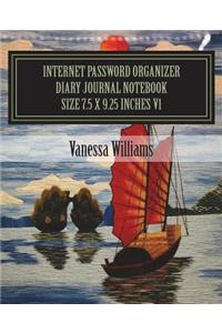 Internet Password Organizer Diary Journal Notebook Size 7.5 x 9.25 Inches V1