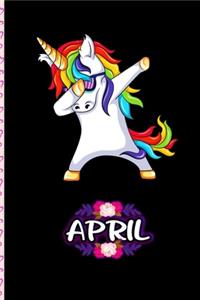 April - Dabbing Unicorn personalized named Notebook