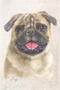 Pug Dog Portrait Notebook