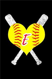 E Monogram Initial Softball Journal