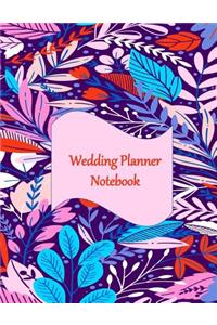 Wedding Planner Notebook: Large Size - Ultimate Planning Helper - Multi Purple Leaves Cover - Essential Checklists - Aide Memoir Sheets - Monthly/Weekly Reminders