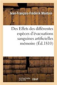 Des Effets Des Différentes Espèces d'Évacuations Sanguines Artificielles Mémoire