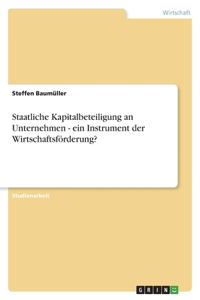 Staatliche Kapitalbeteiligung an Unternehmen - ein Instrument der Wirtschaftsförderung?