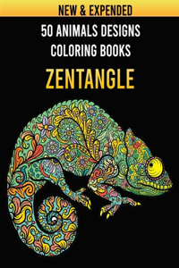 50 animals designs coloring books zentangle