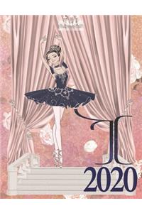 2020 Weekly Planner - Ballerina Princess Monogram Initial Letter 