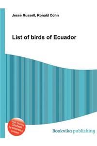 List of Birds of Ecuador