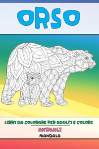 Libri da colorare per adulti e colori - Mandala - Animali - Orso