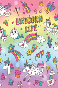 Unicorn life: Leeres Skizzenbuch zum Malen, Zeichnen, Schreiben und Gestalten 110 Seiten, weißes Papier, din A4 Einhorn Softcover