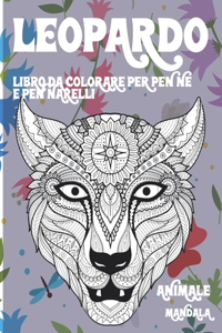 Libro da colorare per penne e pennarelli - Mandala - Animale - Leopardo