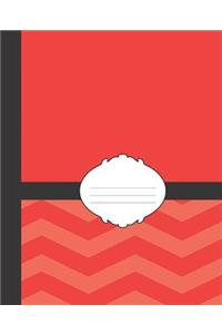 Cute Girly Red & Black Chevron School Composition Lined Notebook