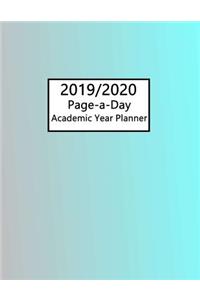 Academic Planner 2019-2020 Page A Day: Calendar Year 1 Aug 2019 to 31 July 2020 Coral Turquoise Ombre Design Cover