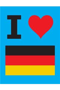 I Love Germany - 100 Page Blank Notebook - Unlined White Paper, Cyan Cover