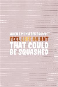 When I'm in a big Crowd I Feel Like An ant That Could Be Squashed